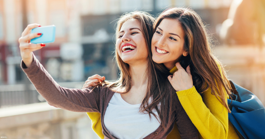 Women taking a selfie