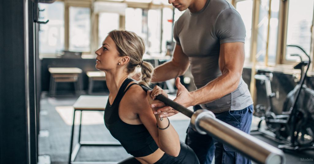 Woman exercising in a gym in Washington D.C. (model)