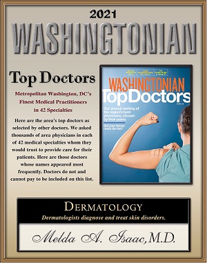 Melda Isaac Washintonian Magazine Top Doctor 2021 Plaque